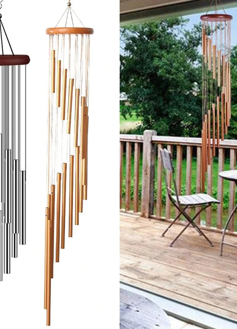 1piece 12 Tubes Aluminum Alloy Wind Chimes with Hook Gold/silver Bells