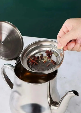 1Pc Household Stainless Steel Oil Pot with Filter Oil Filter Pot