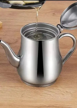 1Pc Household Stainless Steel Oil Pot with Filter Oil Filter Pot