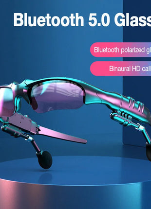 5.0 Stereo Earphones Wireless Headset with Mic Smart Glasses