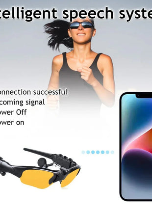 5.0 Stereo Earphones Wireless Headset with Mic Smart Glasses