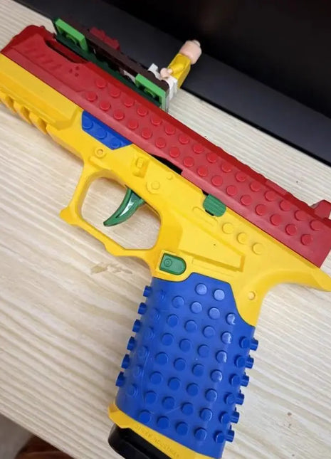 Building Block Pistol Continuous Firing Toy Gun Shell Throwing Airsoft
