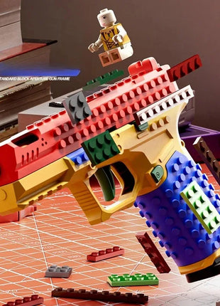 Building Block Pistol Continuous Firing Toy Gun Shell Throwing Airsoft