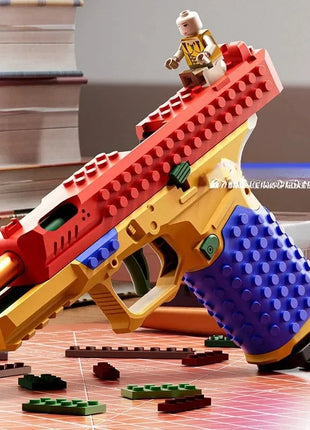 Building Block Pistol Continuous Firing Toy Gun Shell Throwing Airsoft