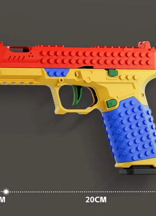 Building Block Pistol Continuous Firing Toy Gun Shell Throwing Airsoft