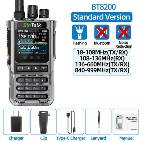 BinTolk BT8200 Walkie Talkie Long Range 10W Tri Power Full Band