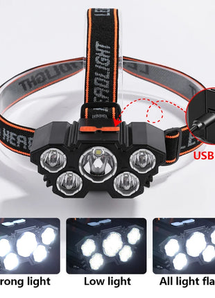 5 LED Flashlight Rechargeable with Built in Battery Strong Light