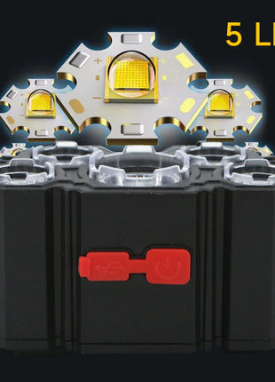 5 LED Flashlight Rechargeable with Built in Battery Strong Light