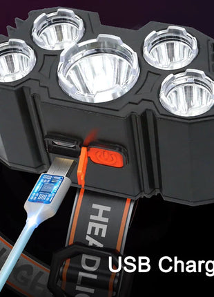 5 LED Flashlight Rechargeable with Built in Battery Strong Light