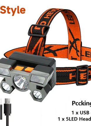5 LED Flashlight Rechargeable with Built in Battery Strong Light