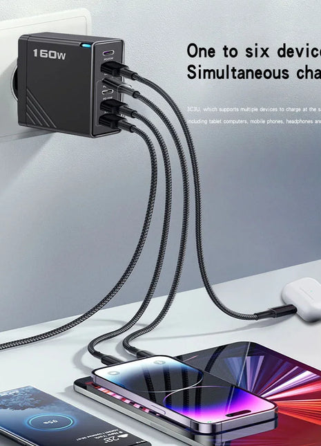 160W Multi Ports USB Charger Type C Fast Charging EU/US Plug Wall