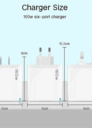 160W Multi Ports USB Charger Type C Fast Charging EU/US Plug Wall