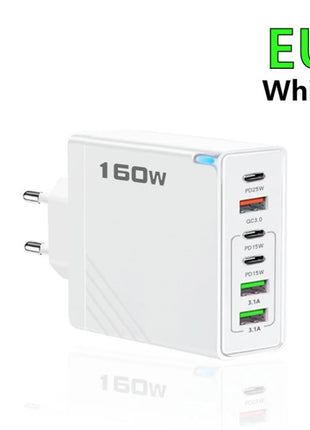 160W Multi Ports USB Charger Type C Fast Charging EU/US Plug Wall