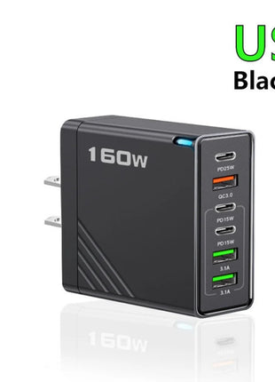 160W Multi Ports USB Charger Type C Fast Charging EU/US Plug Wall
