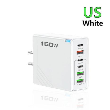 160W Multi Ports USB Charger Type C Fast Charging EU/US Plug Wall