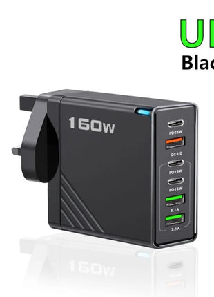 160W Multi Ports USB Charger Type C Fast Charging EU/US Plug Wall