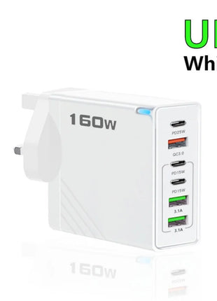 160W Multi Ports USB Charger Type C Fast Charging EU/US Plug Wall