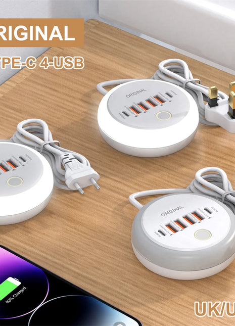 50W USB Charger Multi Ports Power Strip Socket Fast Charging Travel