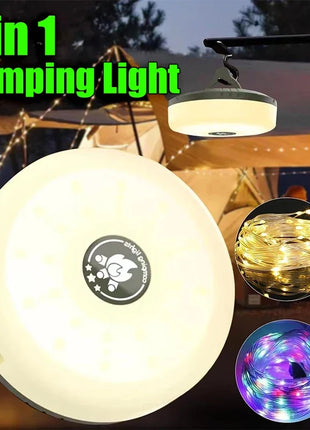 Camping String Lights Rechargeable LED Flashlight Hook lamp 4 in 1