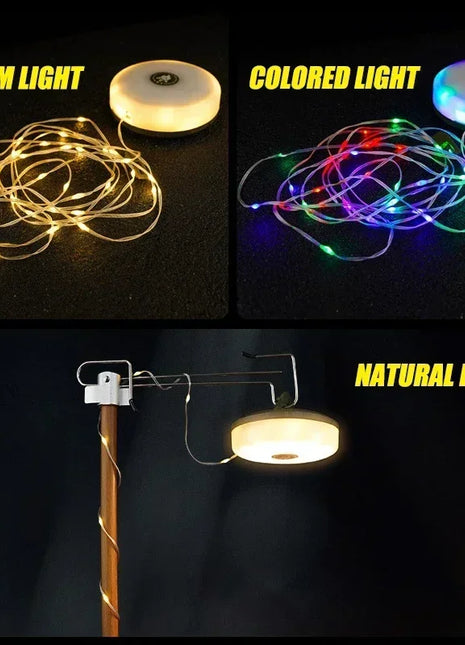 Camping String Lights Rechargeable LED Flashlight Hook lamp 4 in 1