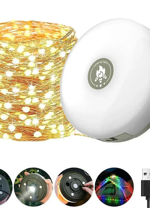 Camping String Lights Rechargeable LED Flashlight Hook lamp 4 in 1