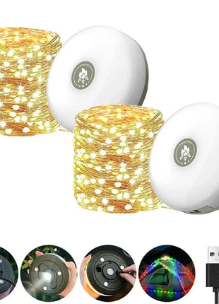 Camping String Lights Rechargeable LED Flashlight Hook lamp 4 in 1