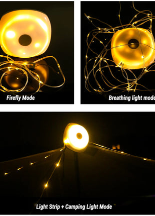 Camping String Lights,33Ft Light with Lanterns (2 in 1 Design),Camping