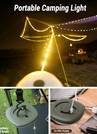 Camping String Lights,33Ft Light with Lanterns (2 in 1 Design),Camping