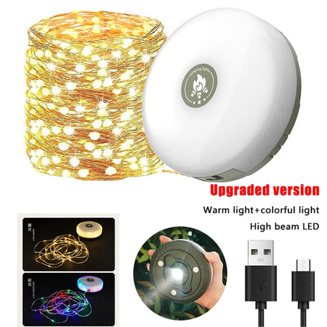 Camping String Lights,33Ft Light with Lanterns (2 in 1 Design),Camping