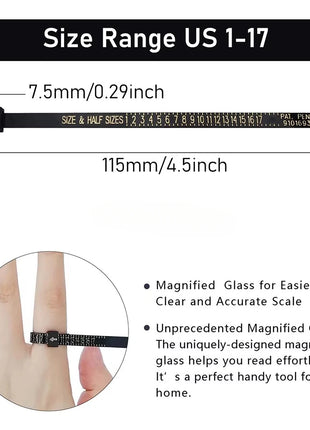 1-17 US Size Ring Sizer Measuring Set Reusable Finger Size Gauge