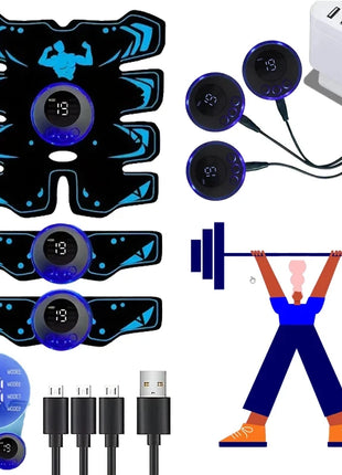 Electric Abdominal Massager Wireless LCD Display Rechargeable Fitness