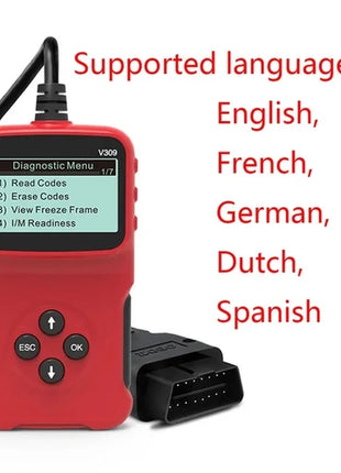 V520 v309  New OBD2 Scanner Professional Auto Engine System Lifetime