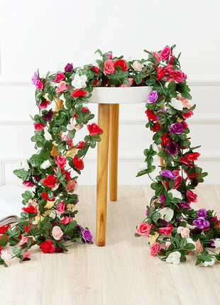 250cm Artificial Flower Plants Rose Christmas Garland for Wedding Home