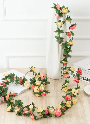 250cm Artificial Flower Plants Rose Christmas Garland for Wedding Home