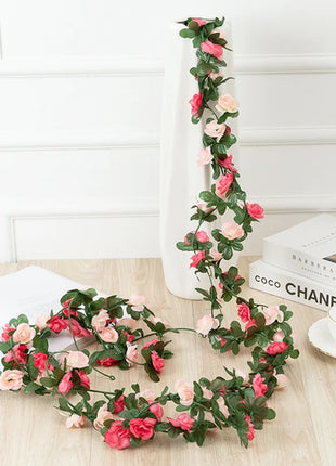 250cm Artificial Flower Plants Rose Christmas Garland for Wedding Home