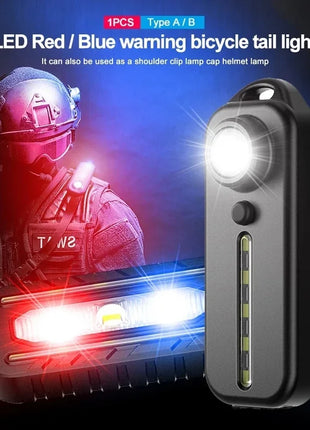 LED Red Blue Caution Emergency Police Light with Clip USB Rechargeable