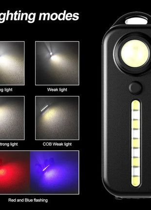 LED Red Blue Caution Emergency Police Light with Clip USB Rechargeable