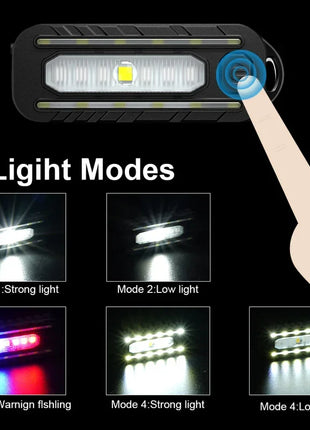 LED Red Blue Caution Emergency Police Light with Clip USB Rechargeable