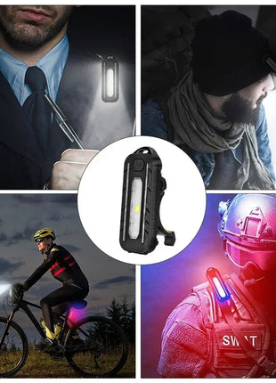 LED Red Blue Caution Emergency Police Light with Clip USB Rechargeable