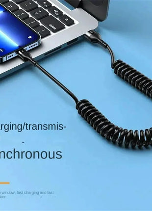 5A Fast Charging Spring Data Cable 66W Retractable USB Type C Cable