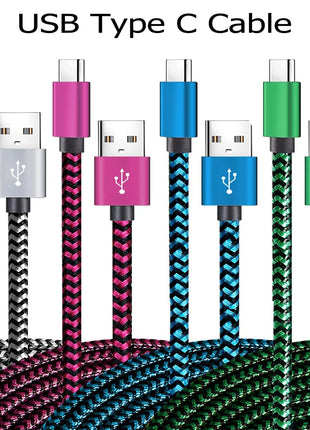 USB Type C Cable Date Sync 2.4A Fast 1M 2M 3M Charging Nylon Braided