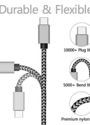 USB Type C Cable Date Sync 2.4A Fast 1M 2M 3M Charging Nylon Braided