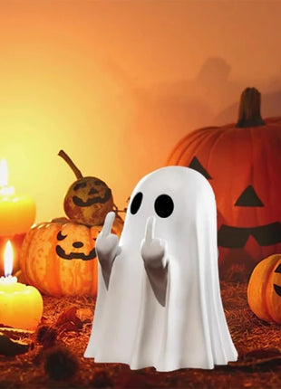 New Cute Middle Finger Ghost Statue Small Halloween Decor for Home