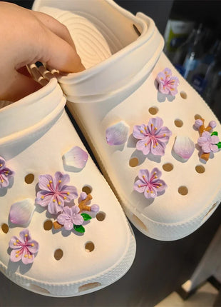 Purple Flowers Shoe Charms Designer DIY Cute Shoes Decaration Party