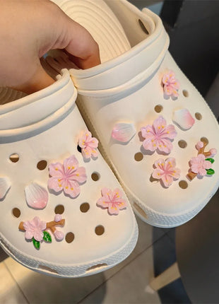 Purple Flowers Shoe Charms Designer DIY Cute Shoes Decaration Party