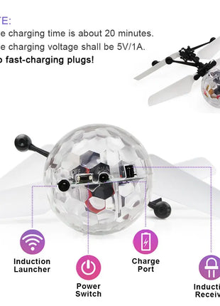 Led Light Suspension Crystal Ball Infrared Induction RC Gesture