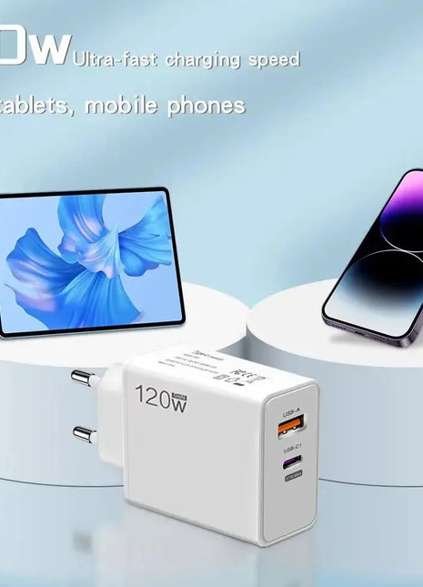 120W USB Fast Charger With Type C Cable Fast Charging Adapter For