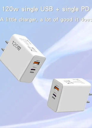 120W USB Fast Charger With Type C Cable Fast Charging Adapter For