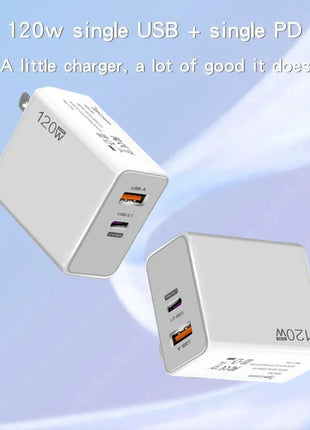 120W USB Fast Charger With Type C Cable Fast Charging Adapter For