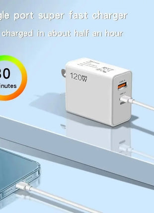 120W USB Fast Charger With Type C Cable Fast Charging Adapter For